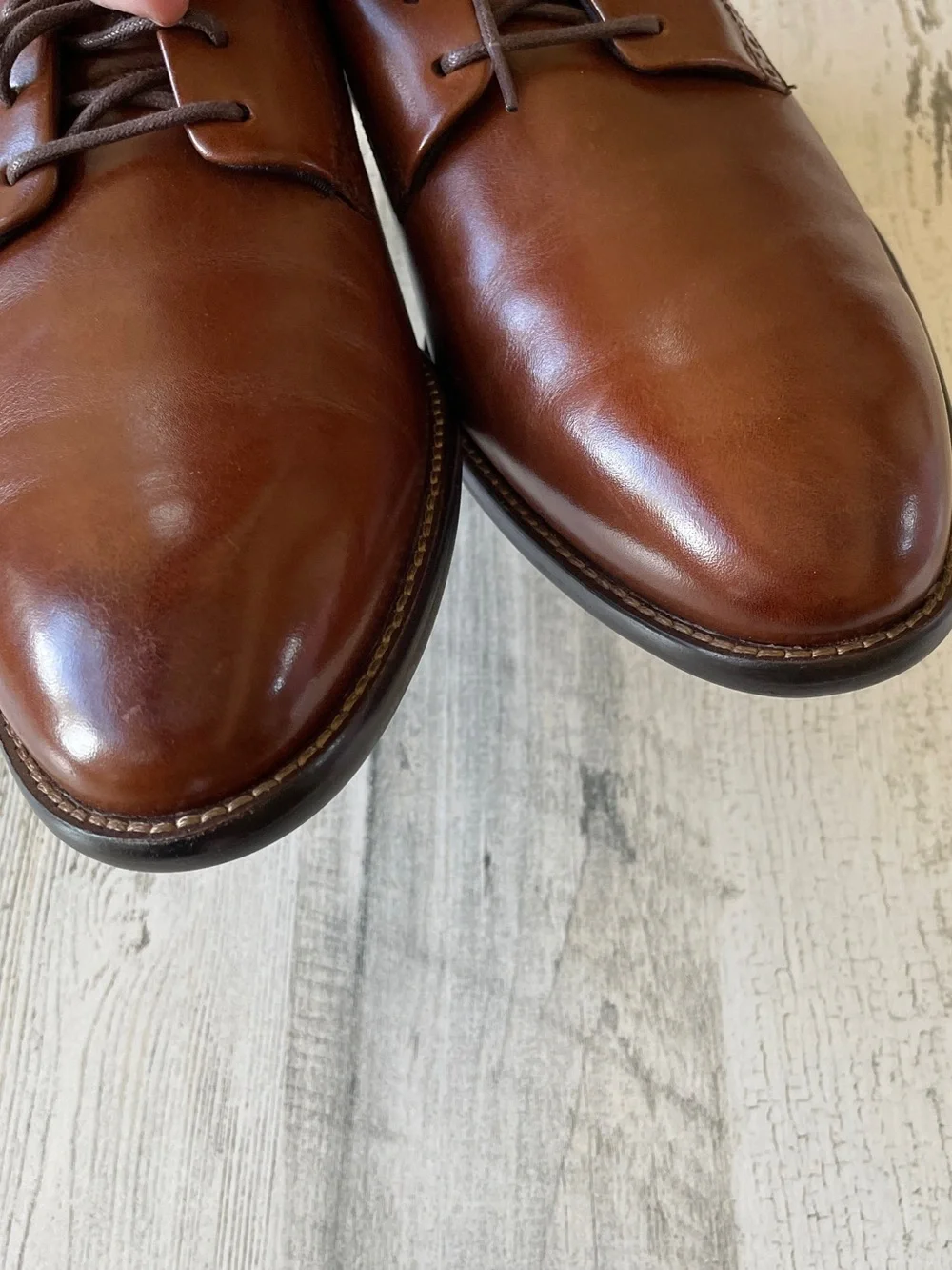 Johnston & Murphy Chestnut Brown Leather Lace-Up Oxfords 9M With Box